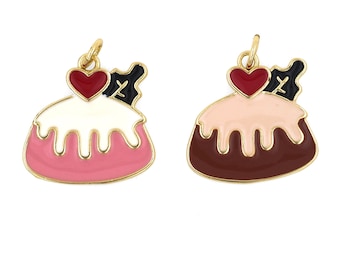 Enamel Pendant Cake Pendant Heart Pendant Cute Pendant 18k Gold Plated Pendant Handmade DIY Jewelry Accessories Women's Gifts