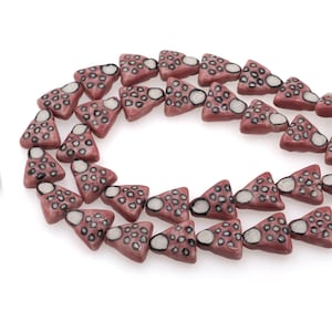 20pcs Dark Red Ceramic Triangle Faceless Man, Ceramic Art Decorative Beads, Faceless Man Ceramic Bead Chain Head Jewelry Making, 14x15mm