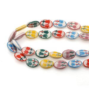 20Pcs Mixed Color Floral Ceramic Beads, Ceramic Art Decorative Beads, Two Flowers Ceramic Bead Chain Head Jewelry Making, 14x19mm