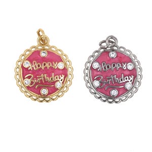 Pingente redondo Pingente de esmalte Pingente de letra Pingente simples Pingente CZ Pingente banhado a ouro 18k Acessórios de joias artesanais DIY Presente de Natal