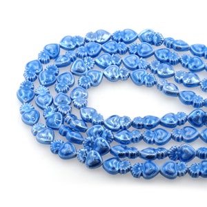 22Pcs Sacred Heart Milagros Charm Beads, Ceramic Beads For Making Jewelry DIY Crafts, 10x15mm