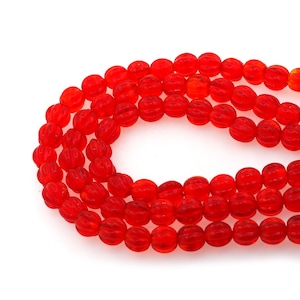 Round Glass Beads, Glass Beads, Handmade Pumpkin Glass Beads, Large Hole Glass Beads, 10mm 40pcs