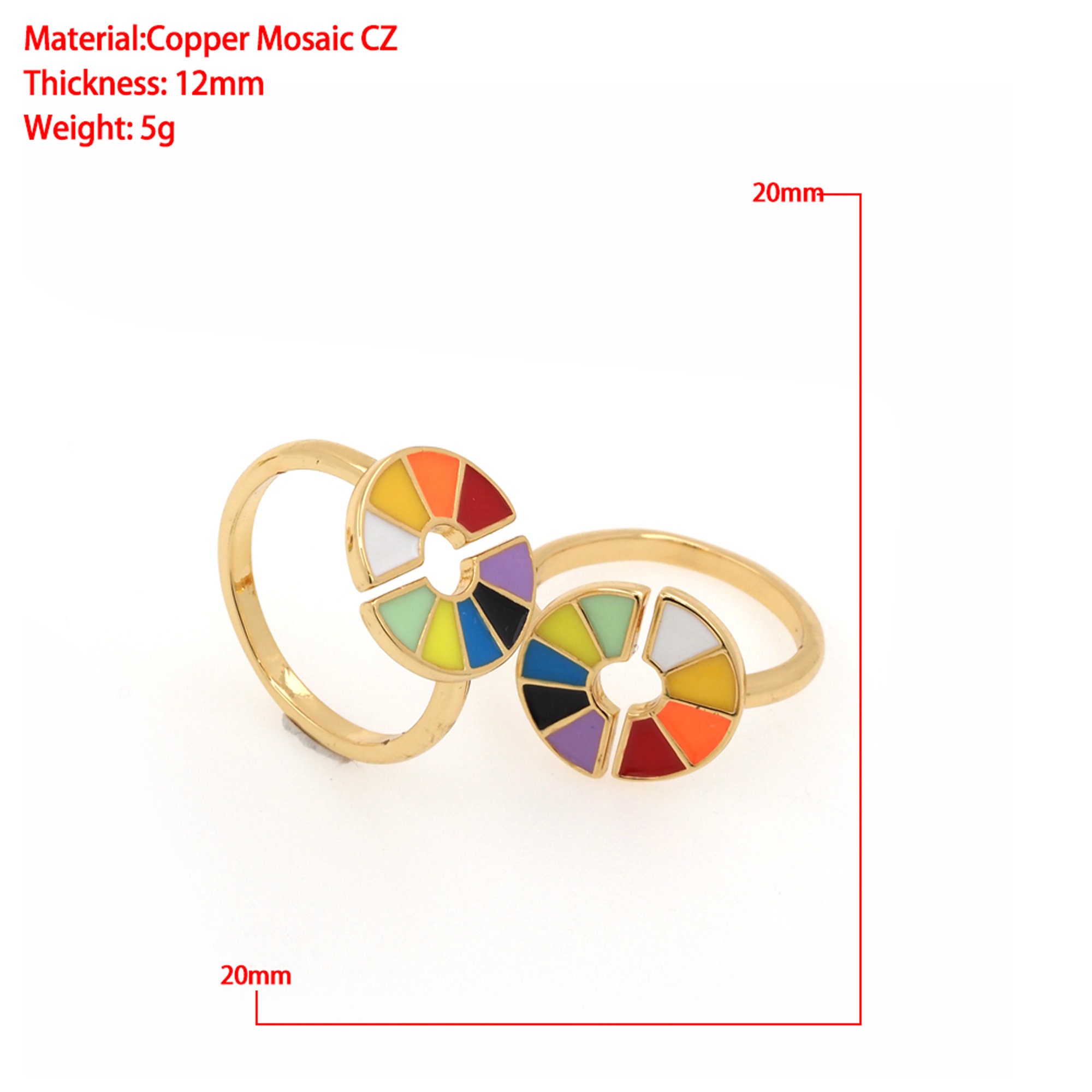 Artist Paint Toned Ring, Enamel Rainbow Ring, Toned Enamel Ring, Gold ...