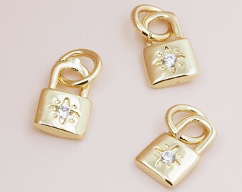 Micro -density Drinking Rido CZ Hanging Lock Pendant Small hanging lock jewelry love lock DIY handmade accessories 22x7x5mm