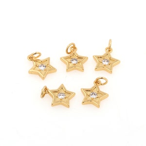 Star Pendant, Cubic Zirconia Star Pendant, CZ Mini Star Pendant, DIY Jewelry Making Accessories, 16x11x1.8mm