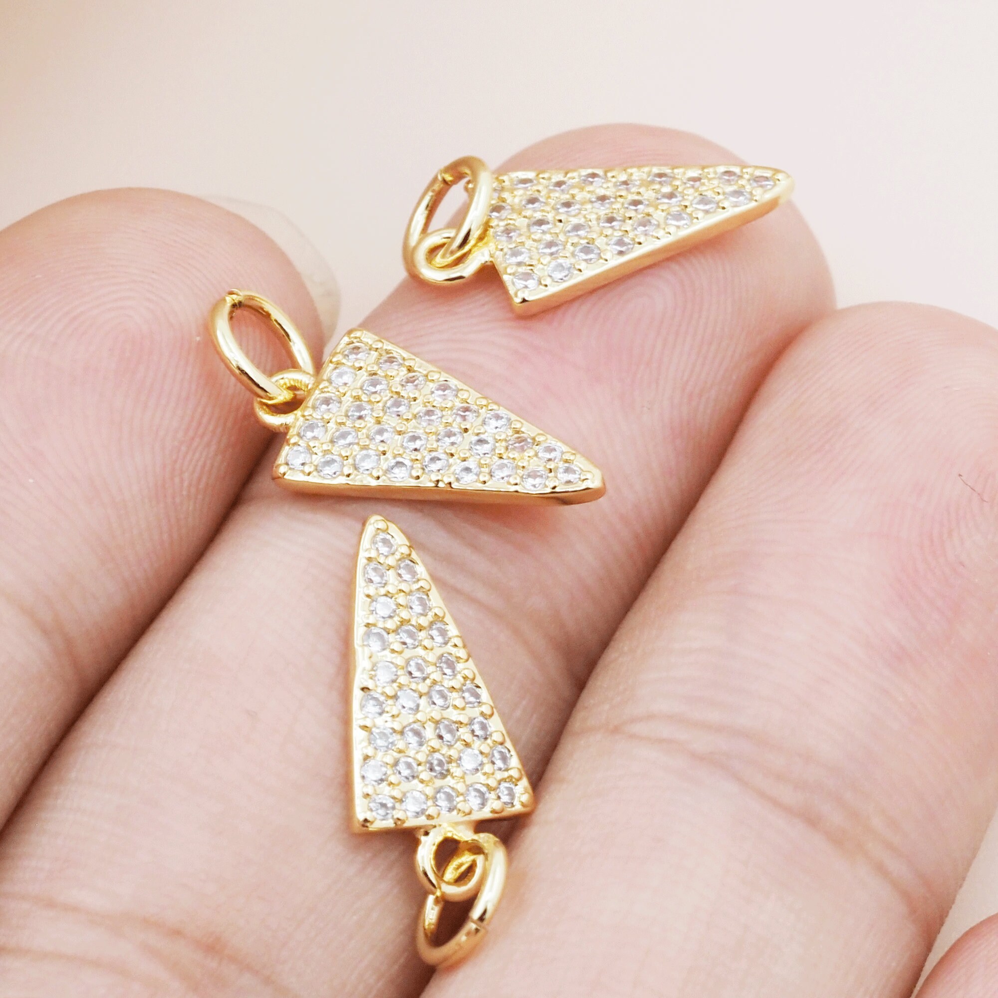 Triangular Pendants Triangular Pendant 18K Gold Divide Triangle Pendant Fashion Jewelry CZ ...
