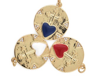 Round pendant Enamel pendant Heart pendant Cross pendant 18k gold-plated pendant Handmade DIY jewelry accessories Gift for her