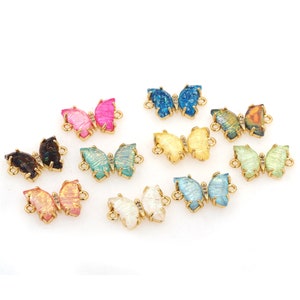Crystal butterfly connector, butterfly pendant jewelry, 18K gold butterfly connector, DIY attachment supply, 18x17x4mm