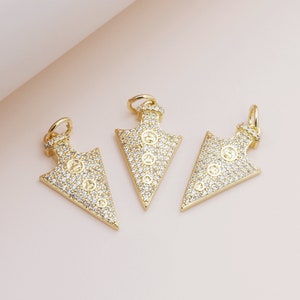 Arrow Pendant CZ Pendant Geometric Jewelry Gift for Him DIY Handmade Jewelry 14x9x1mm