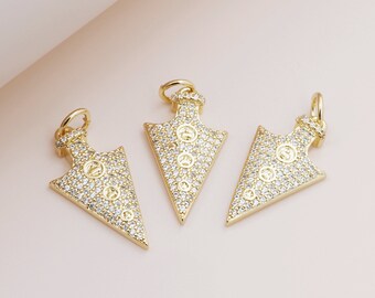 Arrow Pendant CZ Pendant Geometric Jewelry Gift for Him DIY Handmade Jewelry 14x9x1mm