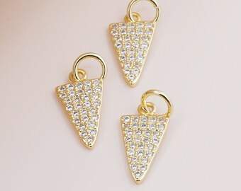 Triangular Pendant 18K Gold Divide Triangle Pendant Fashion Jewelry CZ geometric pendant DIY manual accessories 22x9x2mm