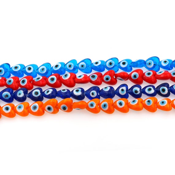 25個の赤いハートの邪眼ビーズ、ジュエリー作りのDIY工芸品に使用され