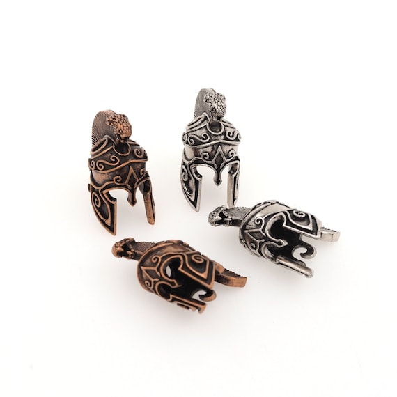 Retro Spartan Helmet Spacer Beads, Spartan Snake Head Lanyard Bracelet, DIY Accessories Supply, 20x16x12.8mm/hole 6.5mm