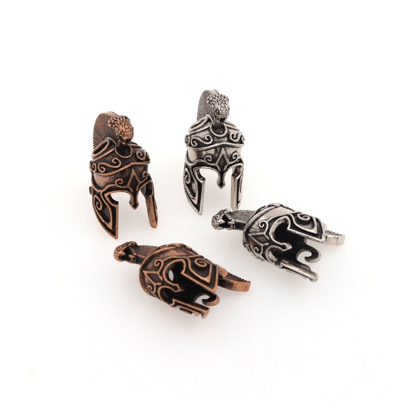 Retro Spartan Helmet Spacer Beads, Spartan Snake Head Lanyard Bracelet, DIY Accessories Supply, 20x16x12.8mm/hole 6.5mm image 1