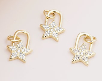 Star Pendant Star Locking Star Charm Micro -density Crystal Crystal Gallery Pendant 18K Venus Pendant DIY handmade jewelry 15x10x1mm