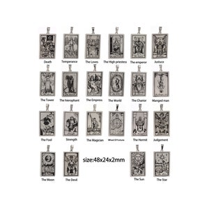 Silver Stainless Steel Tarot Pendant, Tarot Charm, Amulet, Tarot Necklace, Necklace Making Supplies, 48x24x2mm