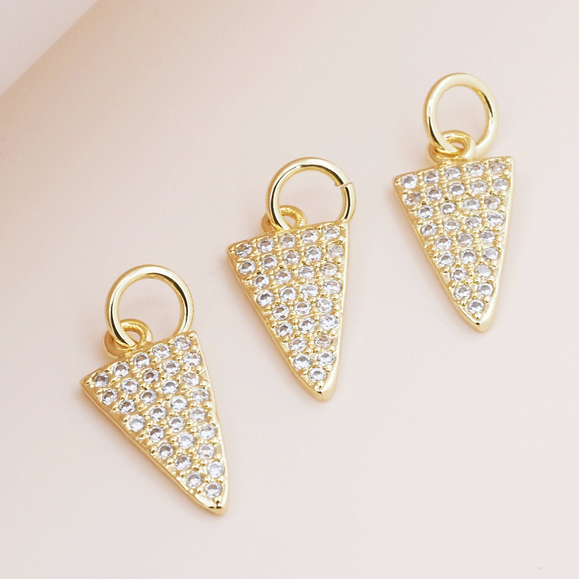 Triangular Jewellery Triangular Pendant 18K Gold Divide Triangle Pendant Fashion Jewelry CZ ...