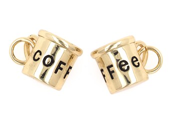 Cup pendant Letter pendant Coffee cup pendant Enamel pendant 18k gold-plated pendant Handmade DIY jewelry accessories Gift for her