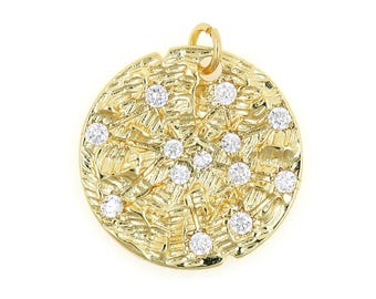 Exquisite Round Pendant Simple Fashionable Coin Pendant CZ Pendant 18K Gold Placing Pendant Handmade DIY Jewelry Accessories
