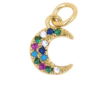 Moon Pendant Glossy Pendant Sky Charm Crescent Pendant CZ Charm 18k Gold Plated Pendant Handmade DIY Jewelry Accessories Gifts for her