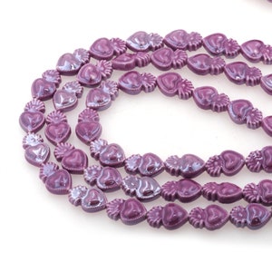 Sacred Heart Milagros Charm Beads, Keramikperlen zur Herstellung von Schmuck DIY, 10 x 15 mm