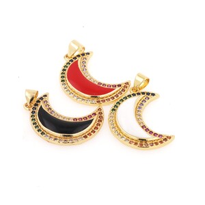 Moon Pendant Pendant Moon Sharm,Enamel Filled Gold Plated Pendant,  DIY Lover, Bracelet Necklace Accessories,28x17x3mm