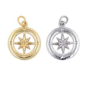 Pingente redondo estrela pingente bússola pingente letra pingente banhado a ouro 18k acessórios de joias artesanais presentes femininos