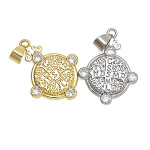 Pingente circular Diretriz Perminação Alfabeto Cruz Pingente CZ Charm Manual Feito à Mão DIY Acessórios de Joias Presentes para Mulheres e Meninas