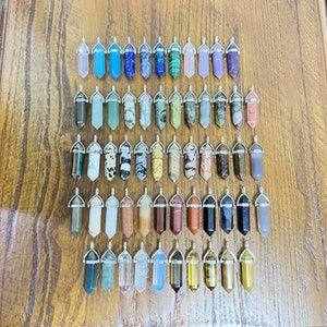 Hexagonal Crystal Tip Pendant, Healing Crystal Natural Gemstone, Tapered Pendant, Gift Necklace, Bulk Pencil Tip Pendant Pendant 39x19x10mm