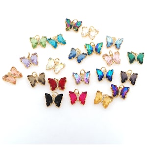 Amethyst Butterfly Pendant, Butterfly Pendant Jewelry, 18K Gold Butterfly Jewelry, DIY Accessories Supply, 21x25x3mm