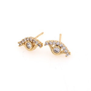 Eye Earrings, Sky Eye Earrings, 18K Yellow Gold Filled CZ Evil Eye Earrings, Star Charm, DIY Jewelry Accessories