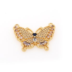 Cutout Butterfly Pendant Butterfly Pendant Galvous Zircon inlaid Decoration Beauty Pendant DIY Jewelry Accessories Supply, 21x25x3mm