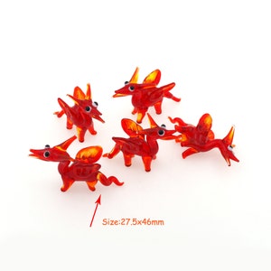 Red Fire Dragon Ornament, Kawaii Red Dragon, Glass Ornament, Small Animal Ornament, Jewelry Making 27.5x46mm