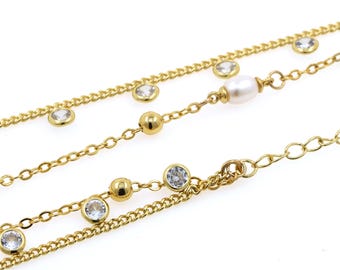 Copper chain Anti-allergic chain Beizhu necklace CZ charm 18k gold-plated necklace Handmade DIY jewelry accessories Ladies and girls gifts