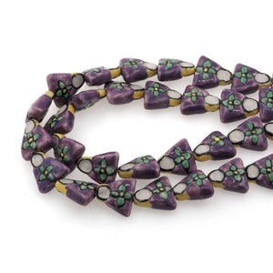 20Pcs Purple Ceramic Flower Faceless People, Ceramic Art Decorative Beads, Faceless People Ceramic Bead Chain Head Jewelry Making, 14x15mm