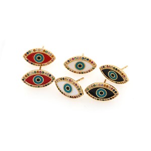 Orecchini occhio di diavolo smaltati, orecchini occhio di cielo, orecchini occhio di maligno in oro giallo 18 carati con zirconi cubici, ciondolo a stella, accessori per gioielli fai da te