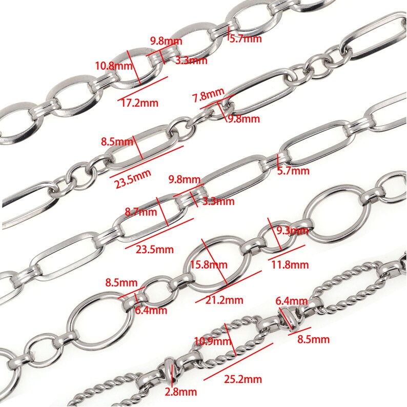 Staggered Chain Paper Clip Oval Chain Men Tough Guy Style Silver Chain Necklace, Giant ...