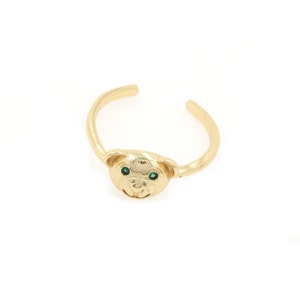 Critter Ring, Adjustable Ring, Bear Ring, Micropavé CZ Everyday Ring,Gold Open Ring, DIY Accessory, 22x21x9mm