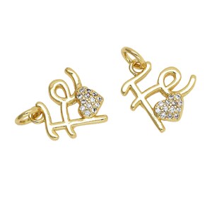 Pingente de letra em forma de coração, pingente de amor, joias com pingente de zircônia cúbica, acessórios de joias artesanais, presentes festivos