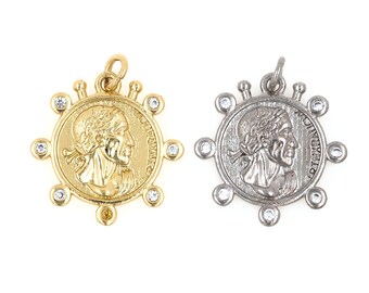 Round pendant Leaf pendant Plant pendant Letter pendant CZ charm 18k gold plated pendant Handmade DIY jewelry accessories Gift for her