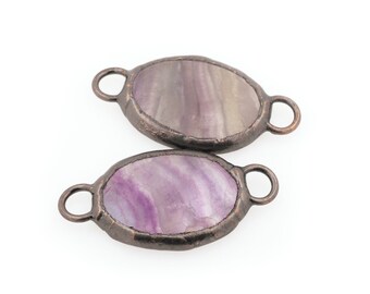 Amethyst Bracelet Connector Personalized Sparkling Amethyst Connector Antique Copper Handmade Metal Decoration, 65x30x13.6 mm