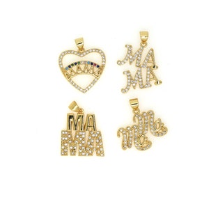 Pingente de letra banhado a ouro 18K pingente CZ charme joias presente de aniversário acessórios de joias artesanais DIY