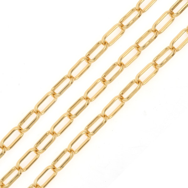 Collier chaîne en plaqué or 18 carats, chaîne trombone géante, chaîne semi-finie pour fabrication de bijoux DIY 1 m