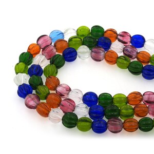 Round Mixed Color Glass Beads, Glass Beads, Handmade Pumpkin Glass Beads, Large Hole Glass Beads, 10mm 40pcs