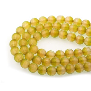 1 String Yellow Round Gold Foil Fine Sand Handmade Lamp work Glass Loose Beads For Making Jewelry Diy Crafts. 12mm