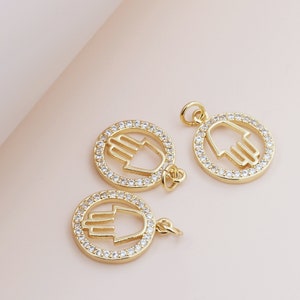Palm pendant hollow pendant 18K gold filling hand palm pendant hollow charm palm pendant DIY handmade jewelry 19x15x2mm