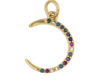 Moon Pendant Crescent Pendant Small Pendant Sky Charm CZ Pendant 18k Gold Plated Pendant Handmade DIY Jewelry Accessories Holiday Gifts
