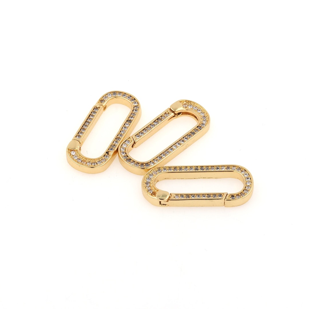 Spring Buckle Sign Shape Spring Buckle, Micropavé Gold Spring Pull Ring for ...