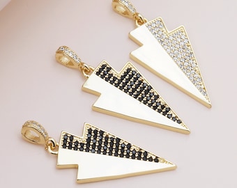 Arrow pendant CZ jewelry geometric pendant gift for him DIY handmade jewelry 31x15x3mm