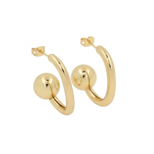 Golden 18K C -shaped opening earrings niche design hip -hop -style earrings DIY handmade accessories, 2.7cmx3.0cmx1.2cm